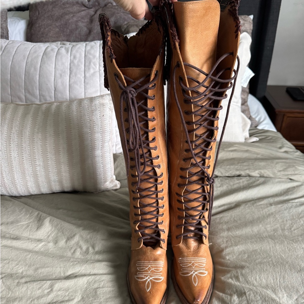 Freebird by Steven Wilder Tan Lace Up Boots - Picture 2 of 6